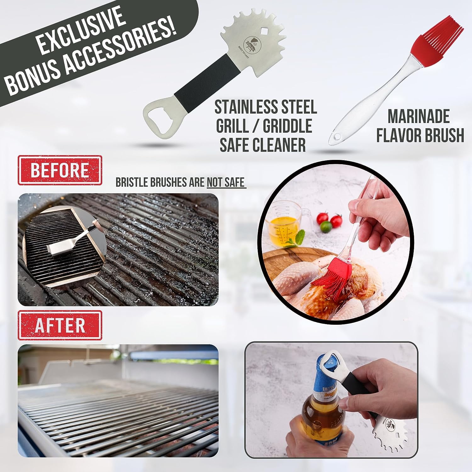 Grillin Pros Stainless Steel Meat Injector Marinade Syringe Kit for Smoking & Grilling Turkey, Brisket & BBQ - Built to Last