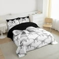 thumbnail image 3 of jejeloiu Girls Cartoon Bow Tie Full Size Comforter Sets,White Gray Black Bedding Sets For Girl Teens Reversible 3pcs, 3 of 8