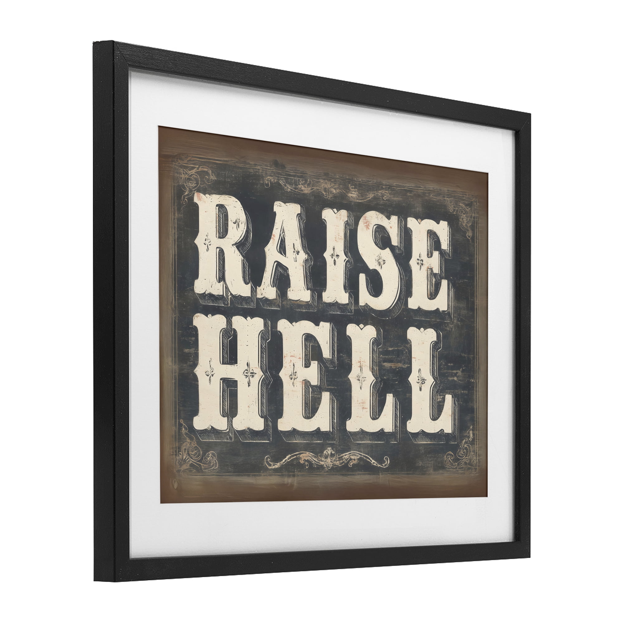 Stupell Industries Raise Hell Vintage Western Black Framed Print Under Glass, design by Arlington Prints