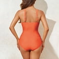 thumbnail image 5 of Fnooota Women's One-Piece Swimsuits, V Neck Sexy Sleeveless Bathing Suits Orange Size S, 5 of 7
