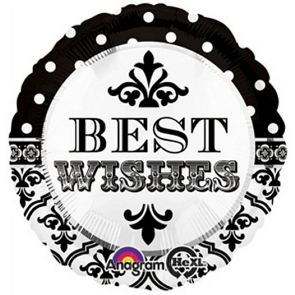 18 inch Damask & Dots Best Wishes Anagram Foil Mylar Balloon - Party Supplies Decorations