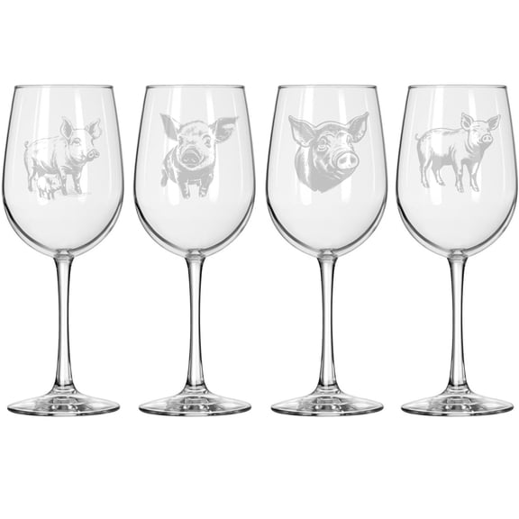 Set of 4 Wine Glass for Red or White Wine Gift Pig Collection (16 oz Tall Stemmed)