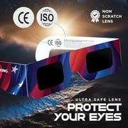 Solar Eclipse Glasses 10 Pack - 2024 CE and ISO Certified American Design Safe Shades for Direct Sun Viewing - Medical King