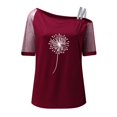 thumbnail image 4 of Gibobby Playera de Manga Corta con Cuello Redondo Mujeres Impreso Hombro Tops Sexy Glitter Camisa manga corta Blusa Tops(Vino,XL), 4 of 4