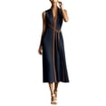 thumbnail image 6 of YuXingFu Wedding Guest Dresses for Women Summer Maxi V-Neck Plus Size Womens Dress Sleeveless for Vacation Long Casual Summer Navy S, 6 of 9