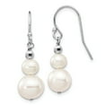 thumbnail image 1 of 14K White Gold 6-9mm Semi-round FWC Pearl Graduated Dangle Earrings, 1 of 3