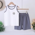 thumbnail image 2 of KPOPLK Toddler Baby Boys Summer Outfits Sleeveless Cartoon Print T-Shirt Tops & Shorts Sets 2Pcs Cute Baby Boys Cotton Clothes For 3-15 Years Size 4-5 Years,White, 2 of 4