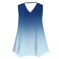 thumbnail image 3 of Tank Tops for Women Plus Size Sleeveless Gradient V-Neck Printed Loose Pullover Plus Size T-Shirt Blue L, 3 of 5