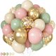 thumbnail image 2 of Pink and Green Balloons Retro Sage Green Pink Metallic Gold Confetti Balloons Olive Green Gold Pink Beige Latex Balloon for Easter Jungle Safari Christmas Woodland Birthday Party Decorations, 2 of 21