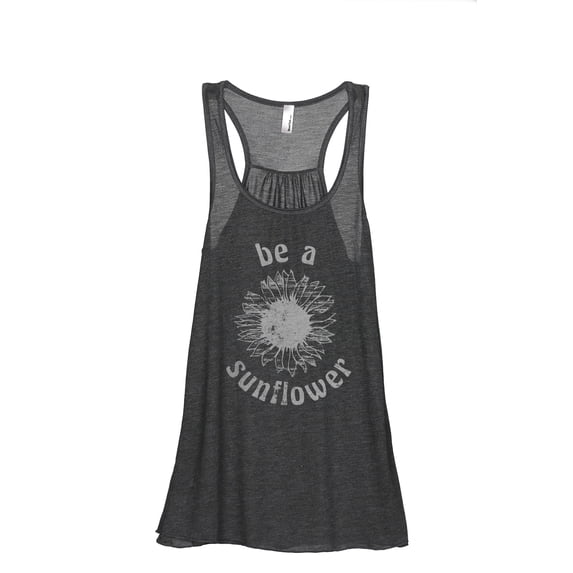 Be A Sunflower Women's Fashion Sleeveless Flowy Racerback Workout Yoga Tank Top Charcoal Grey Medium