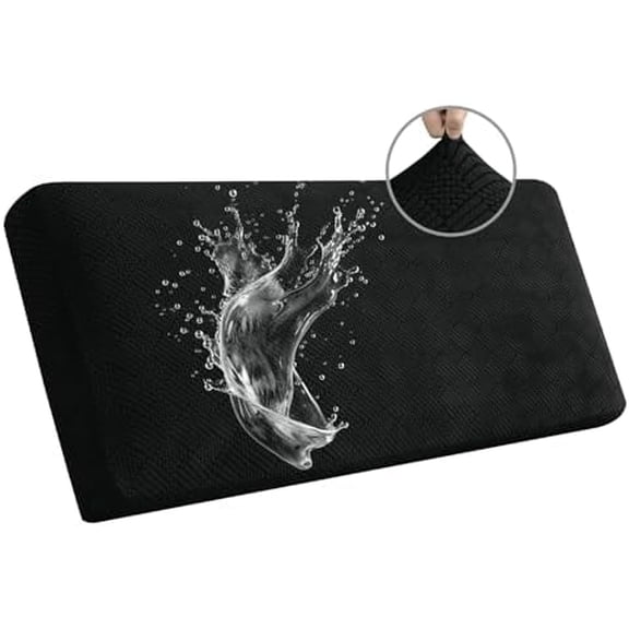 Waterproof Couch Cushion Covers for Couches and Sofas, Stretch Jacquard Sofa Seat Cover Replacement for Dogs, Pets & Kids, Durable Furniture Protector for Sofa Cushions, Black