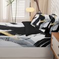 thumbnail image 5 of Homewish Gold Black Gradient Zipper Full Size Comforter Sets with Fitted Sheet and 2 Pillowcases,Modern Artwork Zipper Bedding Set,Black Reversible,4pcs, 5 of 8