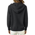 thumbnail image 5 of Women Fall Winter Solid Color Chunky Knit Long Sleeve Button Front Button Up Hooded Cardigan Sweater Jacket Casual Stylish Daily Fashion Outerwear Autumn Winter Office Home Clothing Black 3XL, 5 of 7
