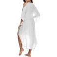 thumbnail image 3 of Pretty Comy Women Chiffon Swimsuit Cover Up Tassels Beach Wear Swimwear Bathing Suits Summer Mini Dress Loose Solid Pareo Cover Ups Purple, 3 of 5