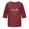 thumbnail image 4 of Blusas de Manga Corta para las Mujeres Impresas Cuello Redondo Camiseta Casual, Blusa de Algodón de Imitación para las Mujeres, 4 of 4