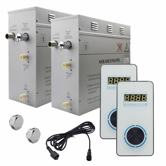 Steam Planet GH18VWU Superior Encore 18 kW Self-Draining Steam Bath Generator Kit & Dual Vertical Digital Keypad, White