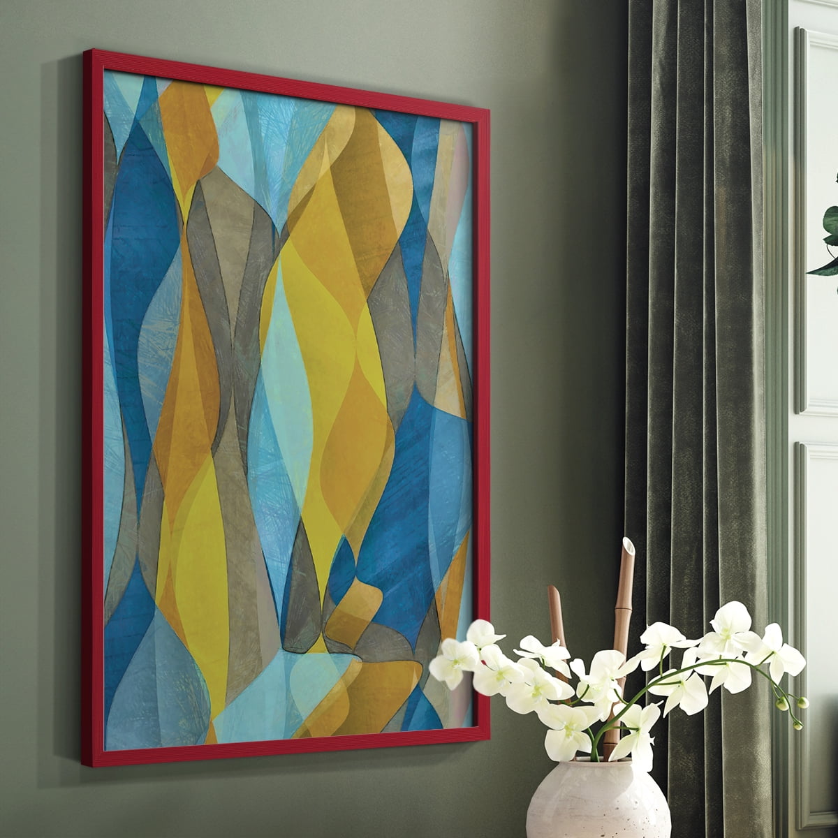 Colorful Cascade II Framed Print in Red Solid Wood Framed Print No Nail Hanging