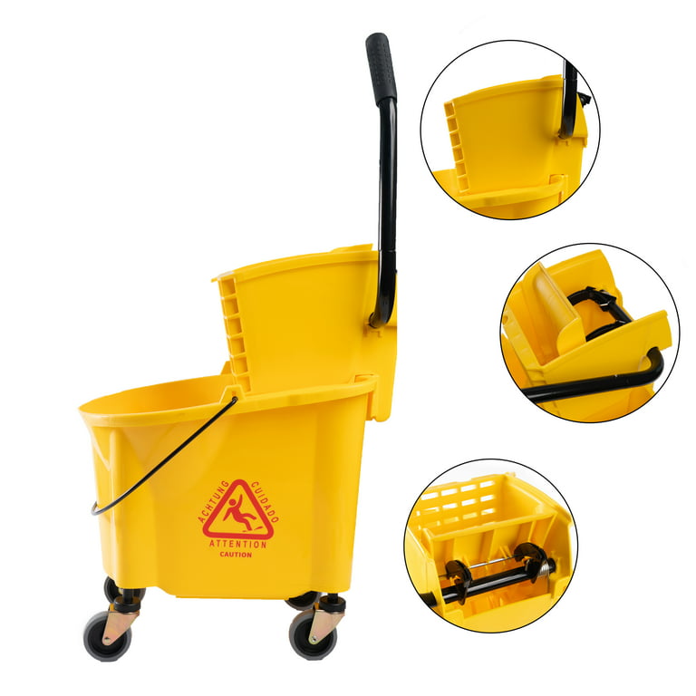 Mop Bucket (General) Compact Mop Bucket w/ Side Press Wringer 17 QT