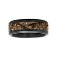 thumbnail image 4 of Men's Black Stainless Steel Brown Woods Camo Beveled 8MM Wedding Band - Men's Ring, 4 of 5