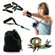 New 11 Piece Resistance Band Set Heavy Duty Yoga Pilates Abs Exercise Fitness Workout Bands by