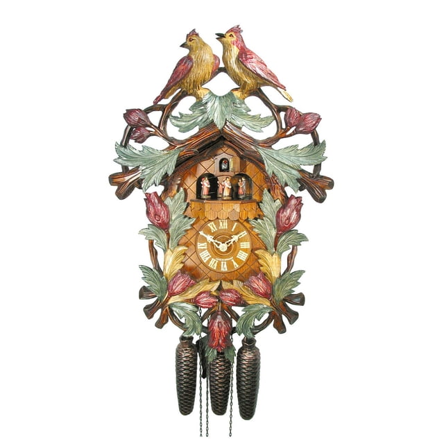 Horloge Coucou Couple d'Oiseaux dans le Jardin