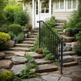 thumbnail image 6 of 1 Pack Hand Rails for Outdoor 5 Steps, Fit 4 or 5 Steps, Hand Railings for Stairs Outdoor, Wrought Iron Handrail, Outdoor Stair Railing for Concrete Steps, Outdoor Metal Hand Railing, 6 of 7