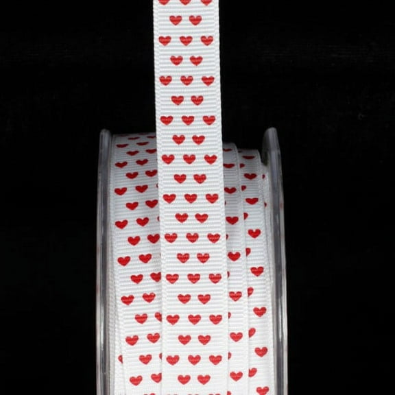 The Ribbon People White and Red Heart Craft Ribbon 0.5" x 54 Yards