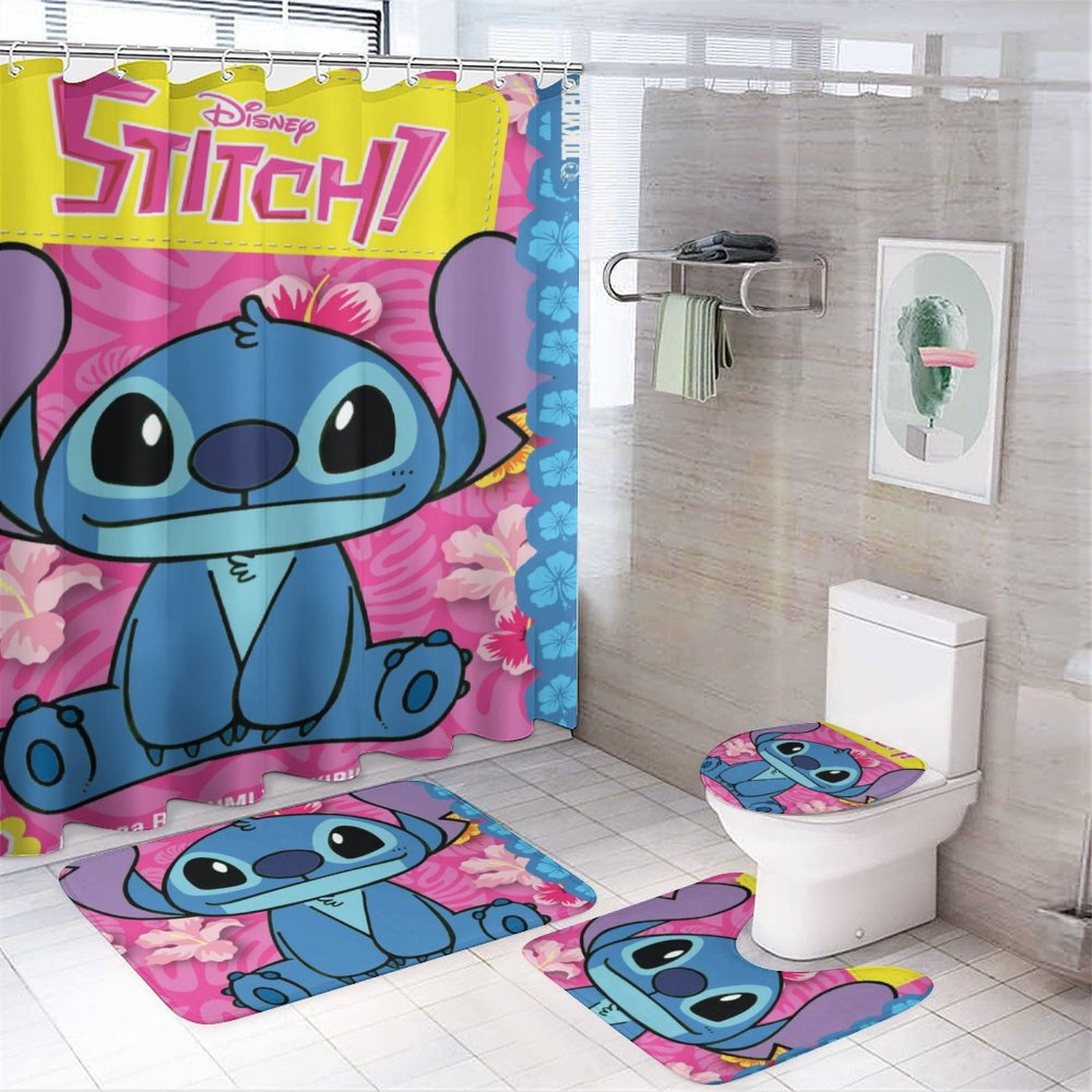Amazoncom 4 Piece Anime Shower Curtain Sets with Rugs Toilet Lid Cover  Bath Mat and 12 Hooks Waterproof Shower Curtain Set for Bathroom  Home   Kitchen