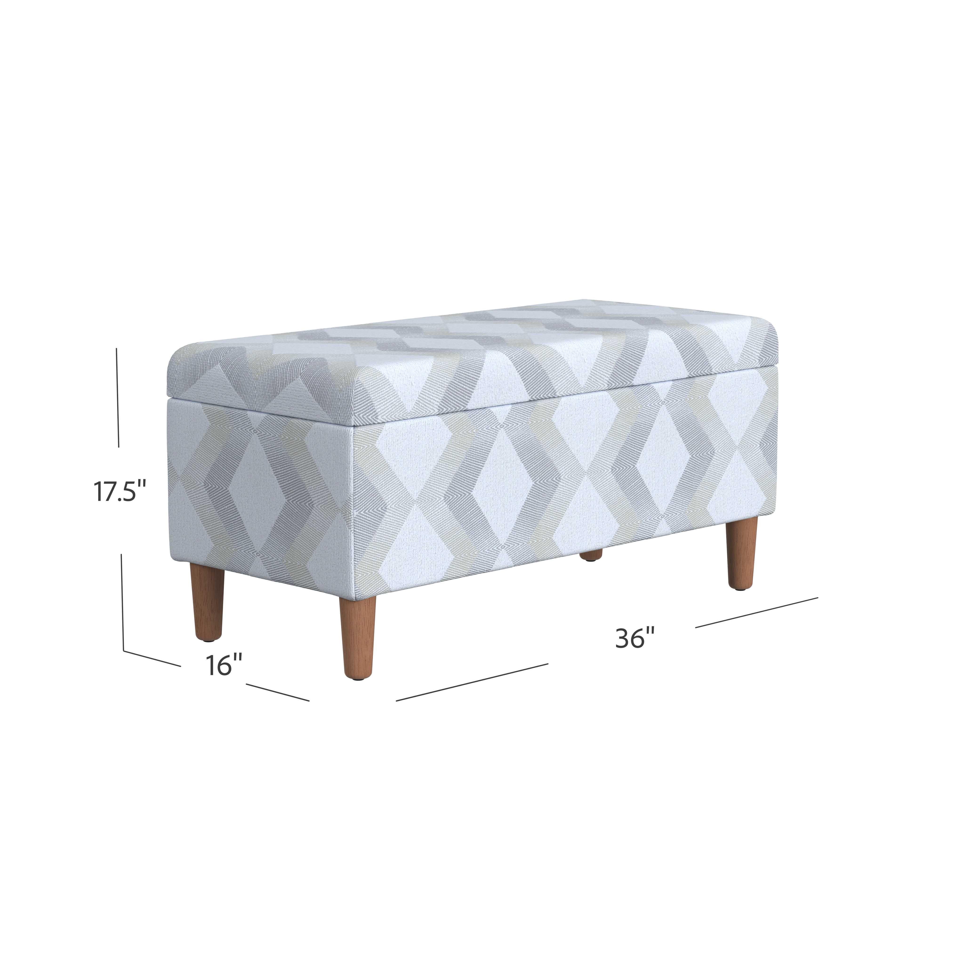 HomePop Malmo Storage Bench, 36"W x 16"D x 17.5"H, Natural Woven Geo Pattern