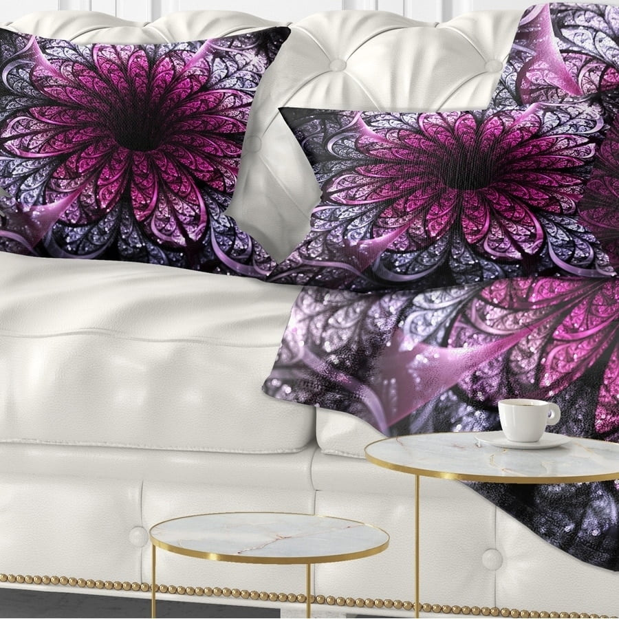 Designart CU11828-16-16 Dark Purple Fractal Flower Digital Art Floral Cushion Cover for Living Room Sofa Throw Pillow 16 in x 16 in in Insert Printed On Both Side