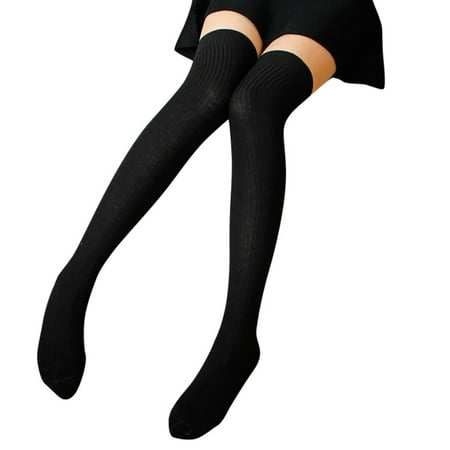 

WANYNG Socks Women Thigh High Spcks Over Girl Winter Cotton Warmer Soft Cotton Socks Black