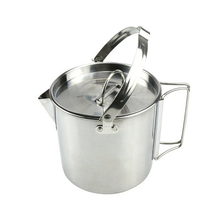 

1.2L Stainless Steel Kettle Collapsible Outdoor Boil Water Hangable Pot Hot Soup Cookware for Mountaineering Camping Picnic