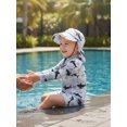 thumbnail image 6 of BemeyourBBs Toddlers Baby Boys Shark 3 Piece Swimsuit Infant Boy Bathing Suit Swim Shirt Trunk Shorts Set and Sun Hat Long Sleeve Swimwear Sunsuit UPF 50+ Rash Guard, 6 of 9