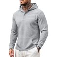 thumbnail image 7 of MiYuan Mens Henley Hoodies Textured Knit Pullover Casual Long Sleeve Knit Hooded Sweatshirt with Kangaroo Pocket, 7 of 7