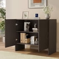 thumbnail image 6 of TopComfy 35" Sideboard Buffet Cabinet with 2 Doors, Coffee Bar Storage Cabinet with Adjustable Shelves, Curved Edge MDF Display Cabinet for Kitchen Dining Room, Dark Walnut, 6 of 8