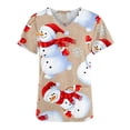 thumbnail image 4 of Nmnitkp Scrubs Tops for Women Broken Christmas Floral Scrub Tops Comfortable and Practical Women Tops V-neck Short Sleeved Pocket Scrub Tops Women Stretchy, 4 of 5