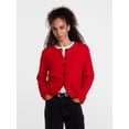 thumbnail image 3 of Scenario Women's Crewneck Cardigan with Patch Pockets, Lightweight, Sizes XS-XXXL, 3 of 7