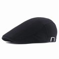 thumbnail image 1 of Gorro Quanhaigou de algodón plano para hombre, modelo Ivy Gatsby Newsboy, negro, 1 of 7