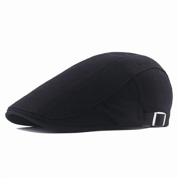 Gorro Quanhaigou de algodón plano para hombre, modelo Ivy Gatsby Newsboy, negro