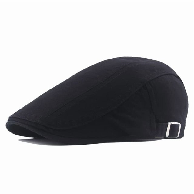 Gorro Quanhaigou de algodón plano para hombre, modelo Ivy Gatsby Newsboy, negro