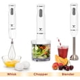 thumbnail image 3 of Moss & Stone Hand Blender With Egg Whisk & Chopper, Powerful 300 Watt - Stick Blender, Hand Mixer Set Stainless Steel Shaft & Blades, White Handheld Blender With Ergonomic Handle, 3 of 7