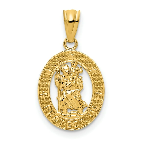 14K Yellow Gold Gold Polished St Christopher Pendant