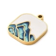 thumbnail image 2 of 30pc Ion Plating(IP) 304 Stainless Steel Enamel Pendants Laser Cut Square with Mountain Charm Real 18K Gold Plated 17x15x1.5mm Hole: 1.5mm, 2 of 3