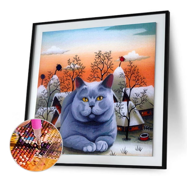 Cuadros Decorativos 5D DIY taladro cuadrado completo diamante pintura gato mosaico Likrtyny embutido en tela