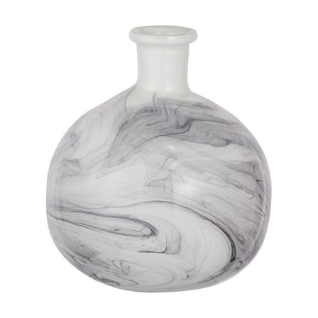 CC Home Furnishings Round Smoky Swirl Carved Glass Vase - 9" - Black and White