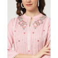 thumbnail image 3 of Women Embroidered Viscose Rayon Straight Kurta (Pink), 3 of 6