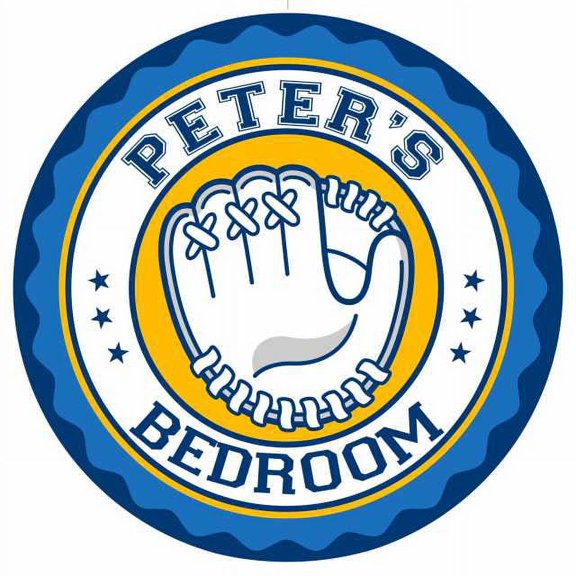 PETER'S Baseball Glove Bedroom 12" Round Metal Sign Boys Room 200120029168