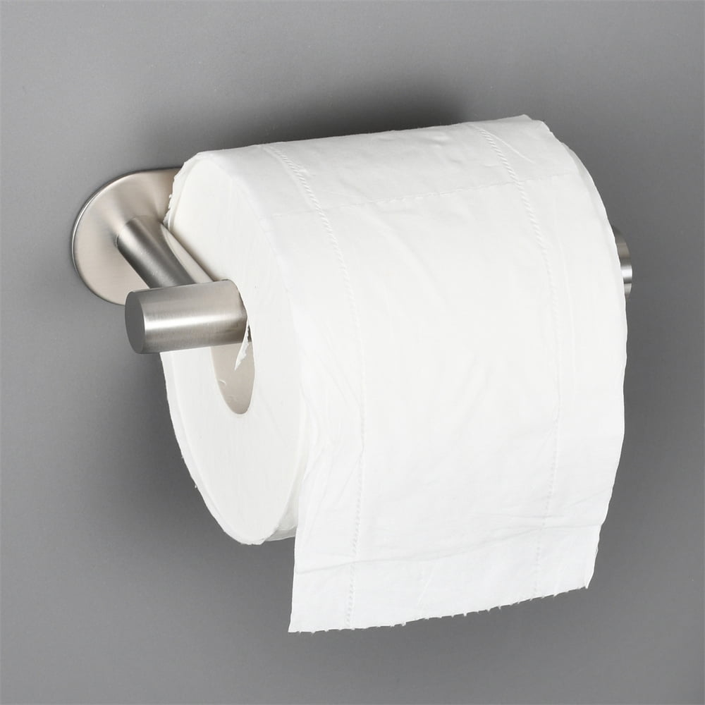 Tcbosik Toilet Paper Holder, Adhensive Tissue Paper Roll Holder, Toilet Tissue Holder for Bathroom Washroom Kitchen RV Camper, Brushed Nickel