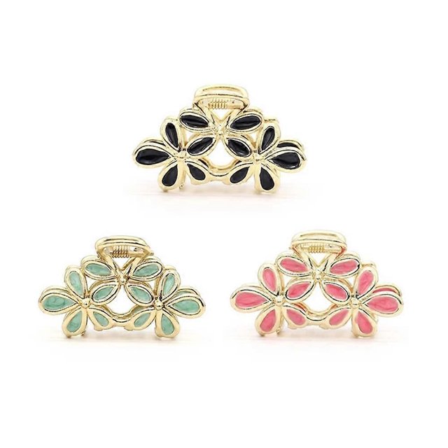 Paquete de 3 pinzas de metal para el pelo, con diseño de flores medianas, para cabello fino, con diseño de garra y pasadores, accesorios para peinar el cabello para mujer.