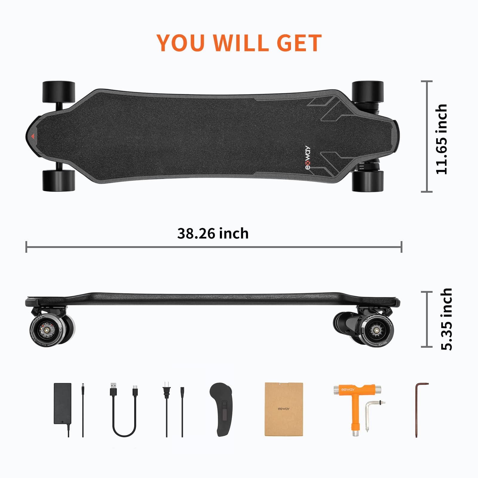 Exway X1 Max Power Motorized Electric Longboard, 28mph Speed